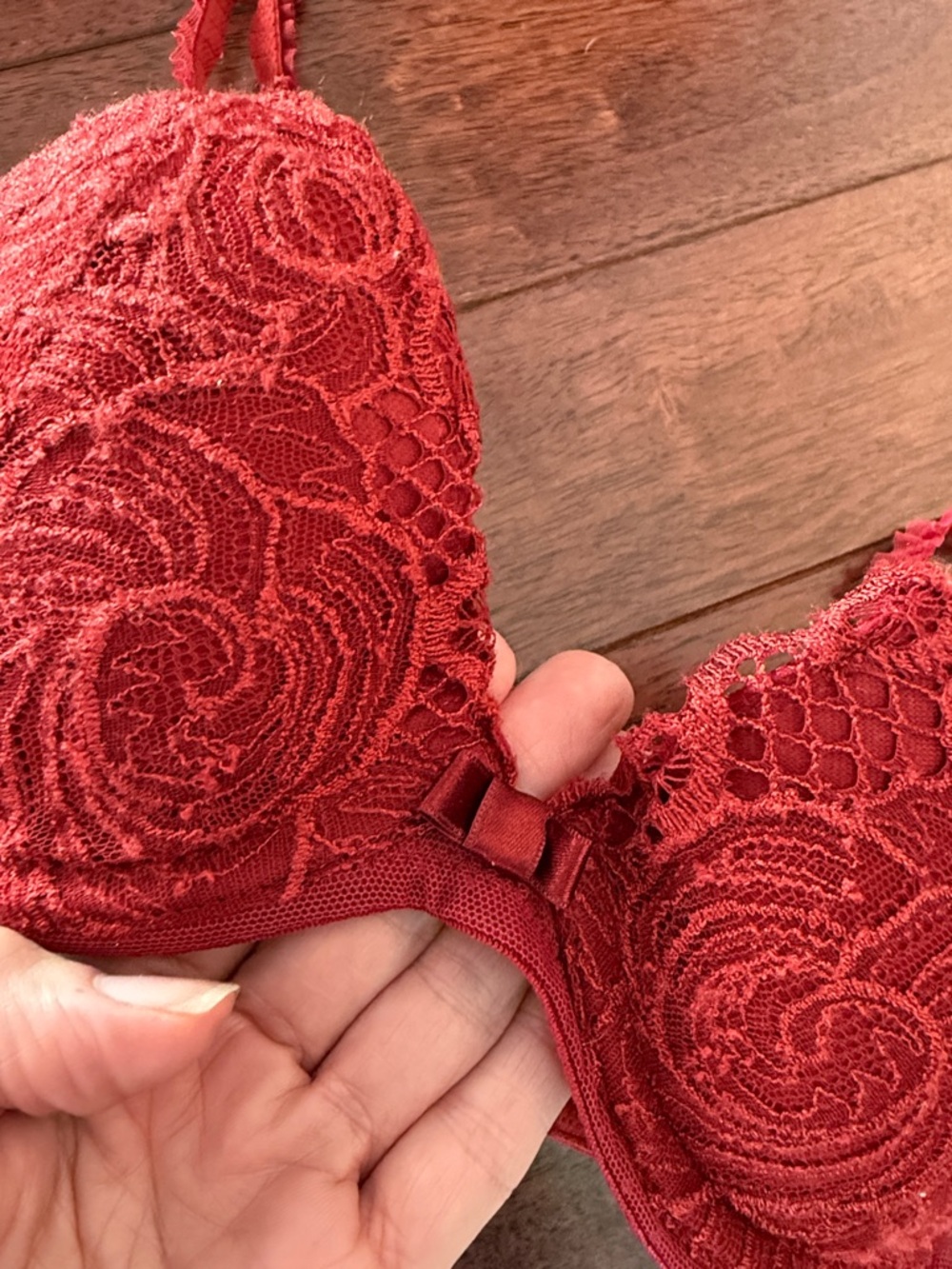 La Perla Red Lace Floral Light Padded Push Up Bra 34C - Picture 4 of 7